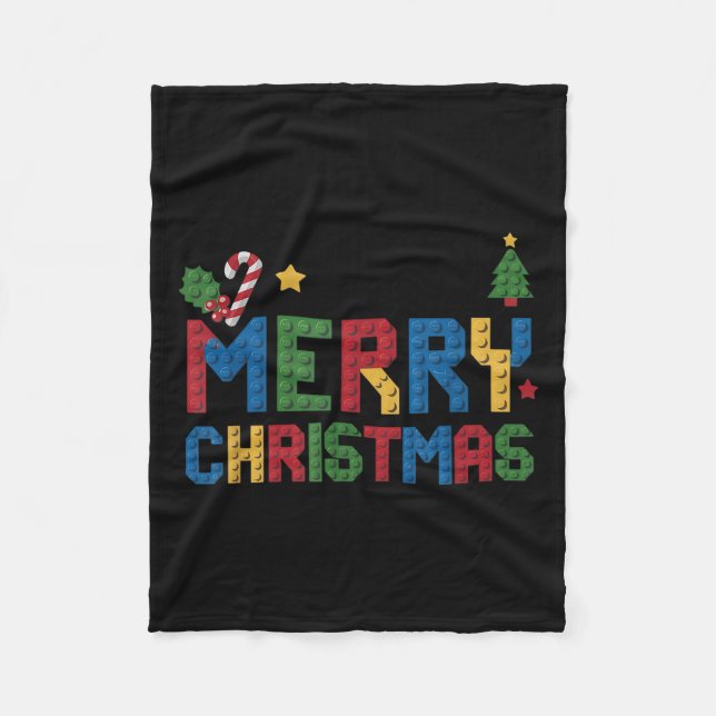 Merry Christmas Master Builder Kids Building Block Fleecedecke (Vorderseite)