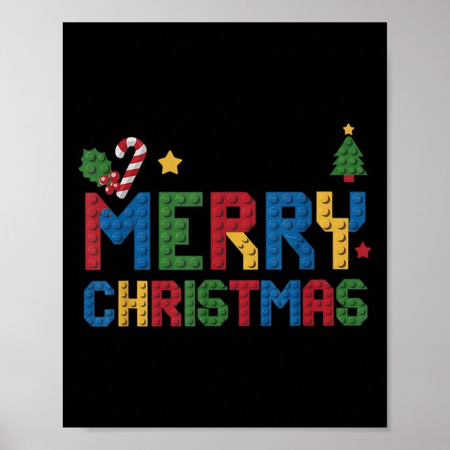Merry Christmas Master Builder Kids Building Block Poster (Vorne)