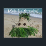 Merry Christmas/ Mele Kalikimaka Snowman Sandman Feiertagspostkarte<br><div class="desc">Merry Christmas/ Mele Kalikimaka Snowman Sandman</div>