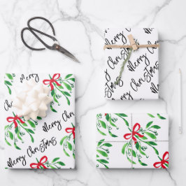 MERRY CHRISTMAS Mistletoe Festival Kiss Me Holiday Geschenkpapier Set