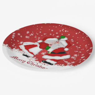 Merry Christmas Mistletoe Santa Pappteller