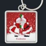 Merry Christmas Mistletoe Santa Schlüsselanhänger<br><div class="desc">*Customize by adding text.</div>