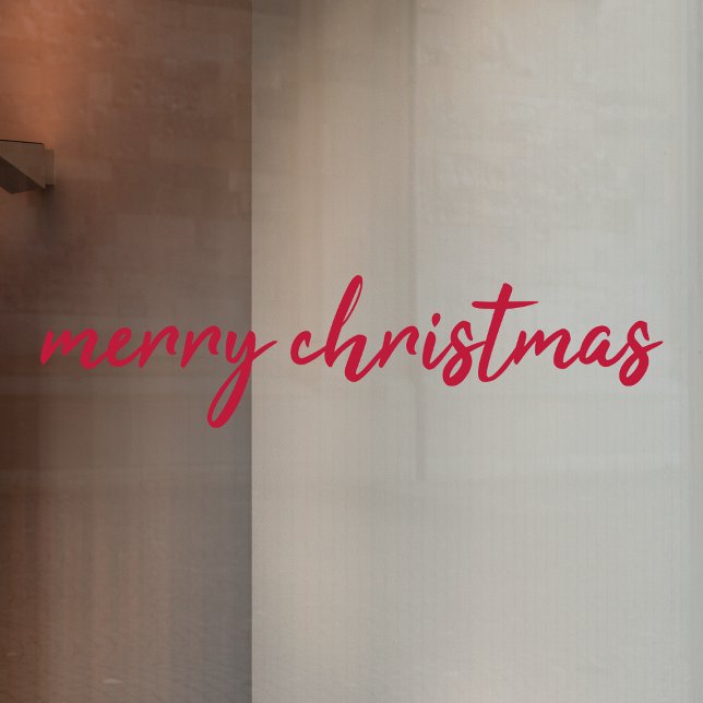 Merry Christmas Modern Minimalist Red Typography Fensteraufkleber (Von Creator hochgeladen)