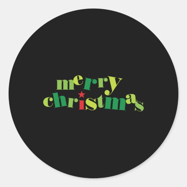 Merry Christmas Modern Tygraphy T Shirt  Runder Aufkleber (Vorderseite)