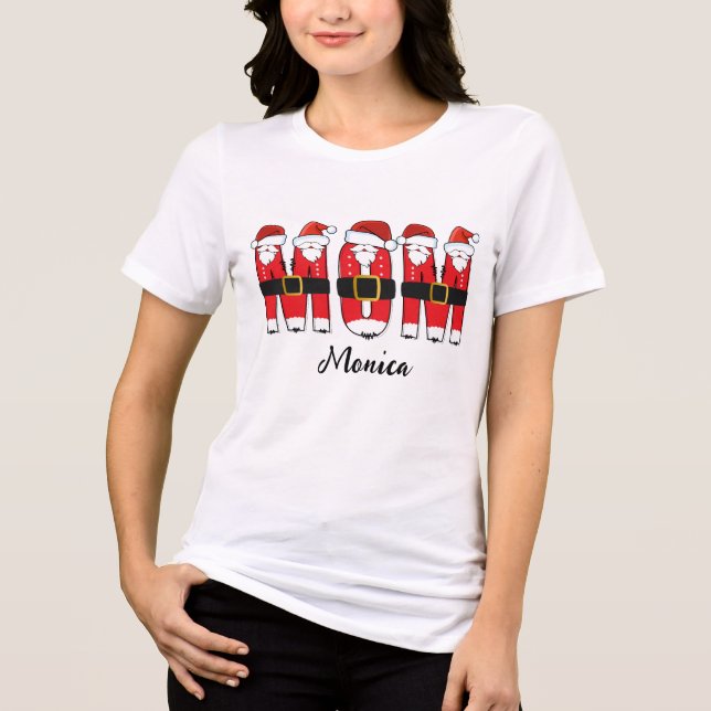  merry Christmas mom Personalized name Tri-Blend Shirt (Vorderseite)