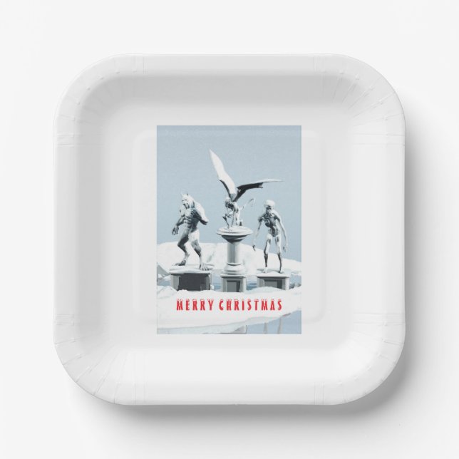 Merry Christmas. Monster ice sculptures Pappteller (Vorderseite)