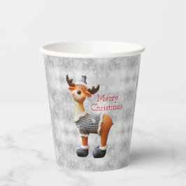 Merry Christmas moose wearing a hat      Pappbecher