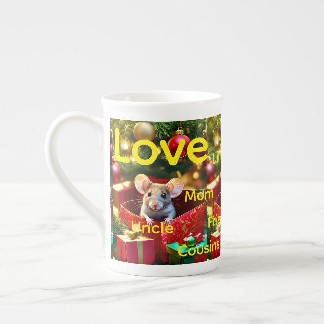 Merry Christmas Mouse Family Love Friends  Prozellantasse (Links)