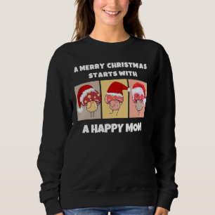 MERRY CHRISTMAS MUSHROOMS Happy Mama Sweatshirt