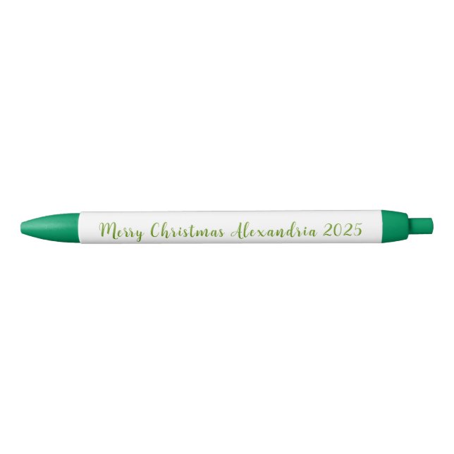 Merry Christmas Name 2025 in Green Kugelschreiber (Vorderseite)