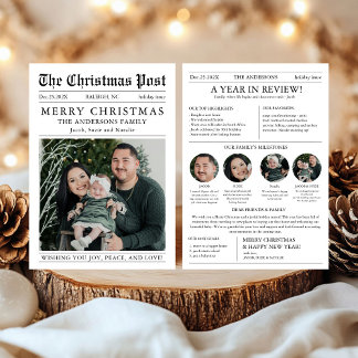 Merry Christmas Newspaper Year in Review Photo Feiertagskarte