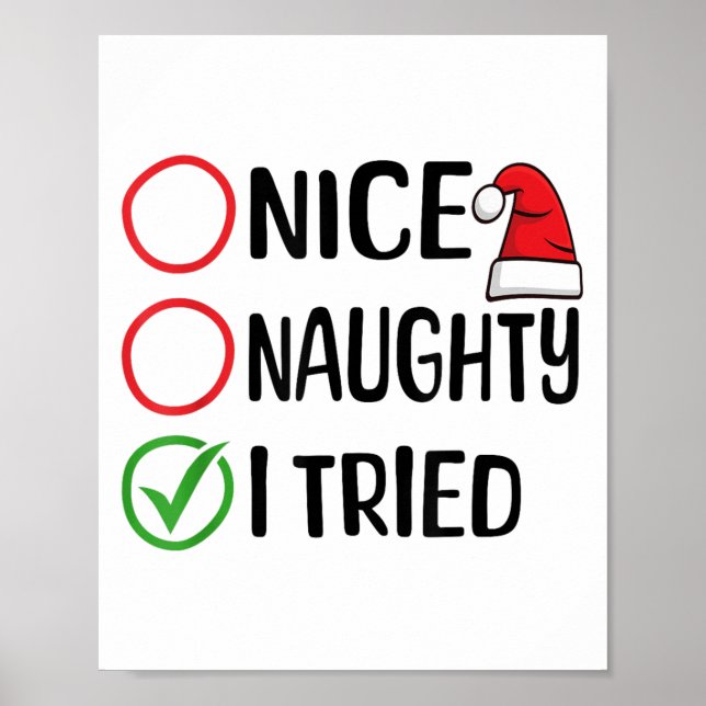 Merry Christmas Nice Naughty I Tried Christmas Lis Poster (Vorne)