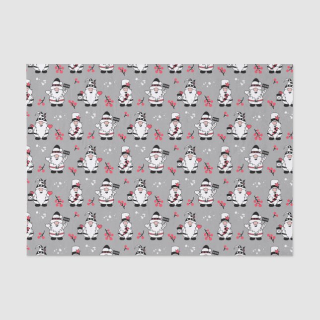 MERRY CHRISTMAS | Niedlich Winter Holly Gnomes Seidenpapier (Vorderseite)