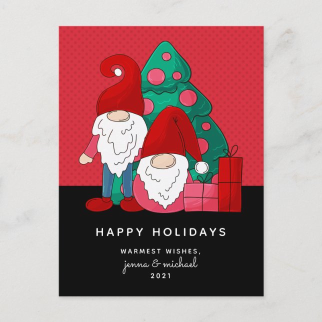 MERRY CHRISTMAS | Niedliche Feiertagsgnomes Postka Postkarte (Vorderseite)