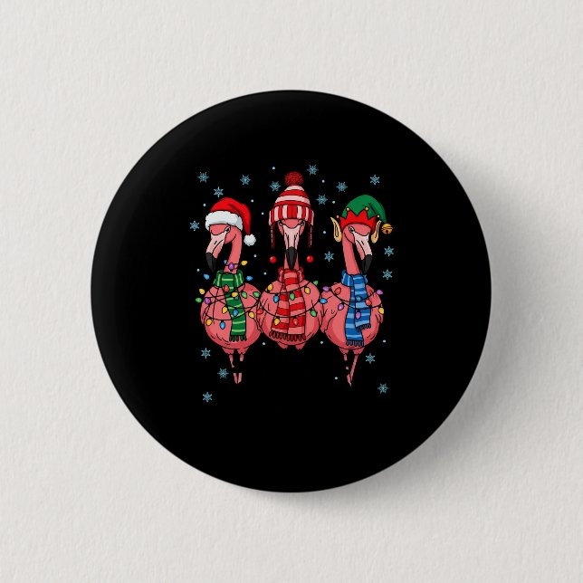 Merry Christmas Nk Flamingo Santa Hat Matching Fam Button (Vorderseite)