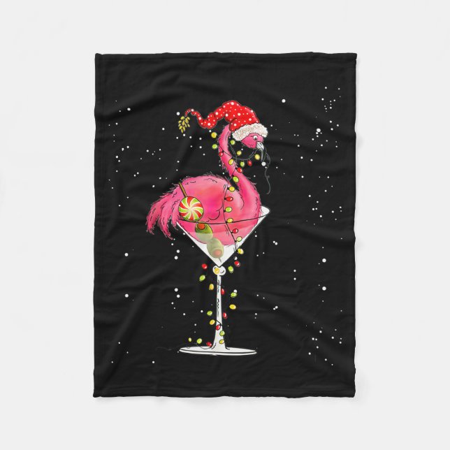 Merry Christmas Nk Flamingo Wine Drinking Lights X Fleecedecke (Vorderseite)