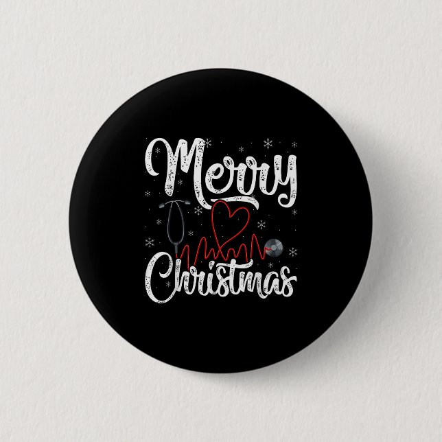Merry Christmas Nurse Nursing Stethoscope,  Button (Vorderseite)