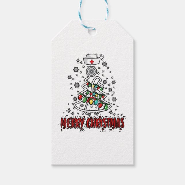 Merry Christmas Nurse Shirt Stethoscope Tree Light Geschenkanhänger (Vorderseite)