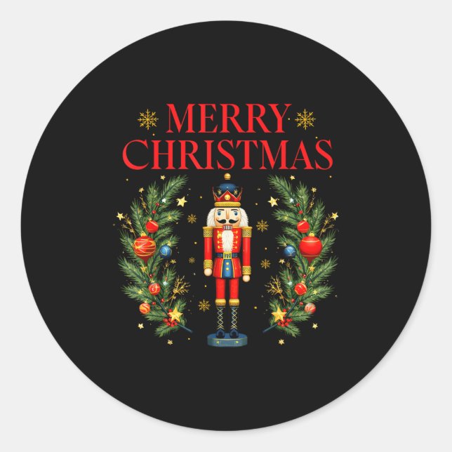 Merry Christmas Nutcracker Ballet Festive Xmas Men Runder Aufkleber (Vorderseite)