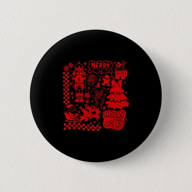Merry Christmas Nutcracker Santa Clause Gingerbrea Button (Vorderseite)