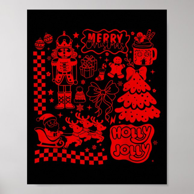 Merry Christmas Nutcracker Santa Clause Gingerbrea Poster (Vorne)