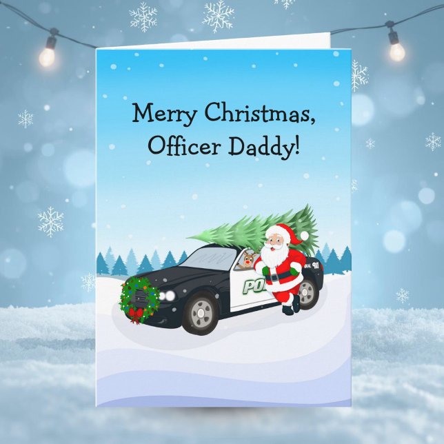 Merry Christmas Officer Daddy Santa With Cop Car Karte (Von Creator hochgeladen)