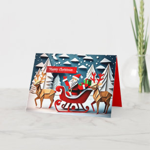 Merry Christmas Origami Santa Claus GC Karte