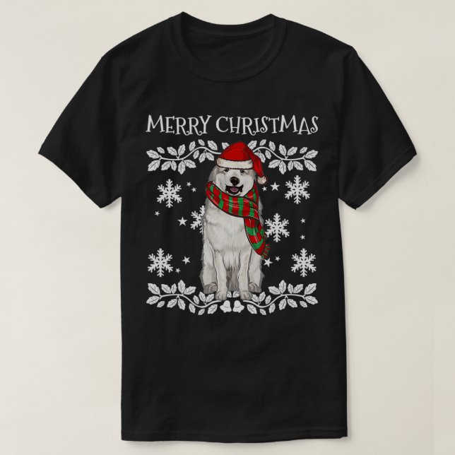Merry Christmas Ornament Great Pyrenee Xmas Santa  T-Shirt (Design vorne)