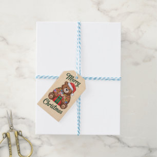 Merry Christmas - Ourson und Weihnachtsgeschenk Geschenkanhänger
