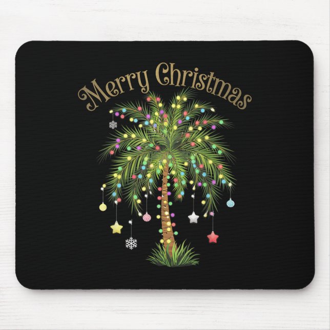 Merry Christmas Palm Tree Light Hawaiian Trocal Ch Mousepad (Vorne)