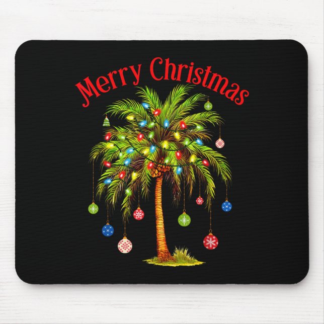 Merry Christmas Palm Tree Light Hawaiian Trocal Ch Mousepad (Vorne)