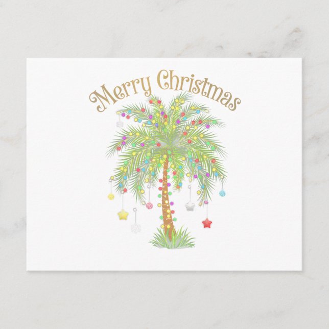 Merry Christmas Palm Tree Light New Year Tropical  Begleitkarte (Vorderseite)