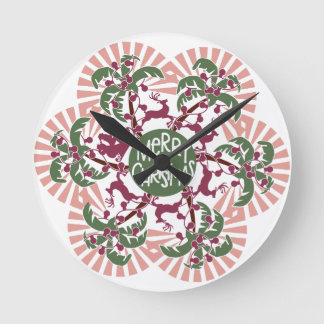 Merry Christmas Palm Tree Mandala Runde Wanduhr