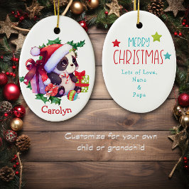 Merry Christmas Panda Bear Kids Christmas Keramik Ornament