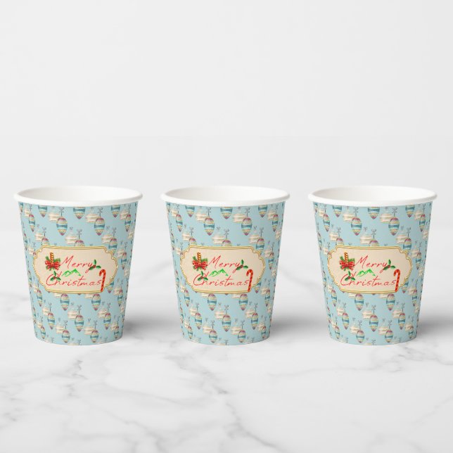 Merry Christmas Paper Cups – Festive Ornament Pappbecher (Multi)