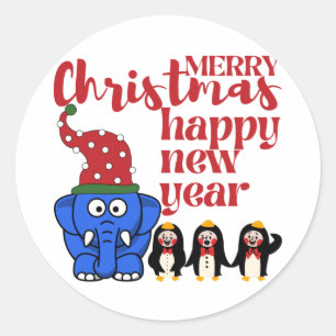 MERRY CHRISTMAS PARTY PRÄSENTIERT,GLÜCKLICH NEUE RUNDER AUFKLEBER