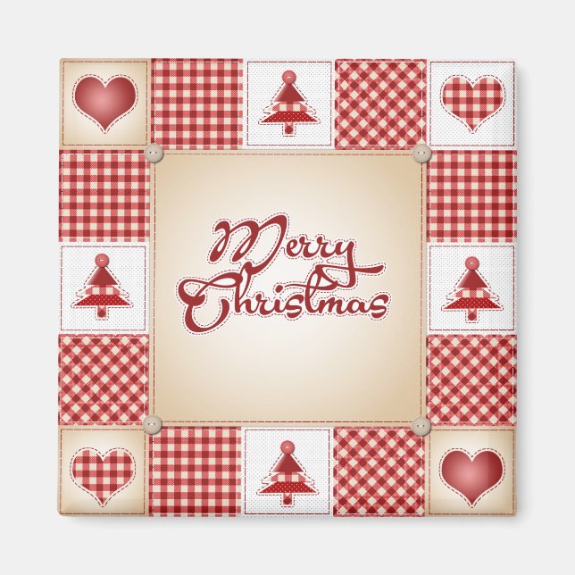 Merry Christmas Patchwork Magnet (Vorne)