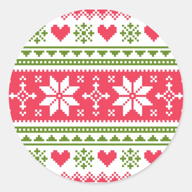 Merry Christmas pattern 3 Runder Aufkleber (Vorderseite)