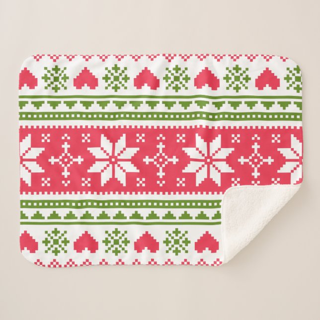 Merry Christmas pattern 3 Sherpadecke (Vorderseite (Horizontal))
