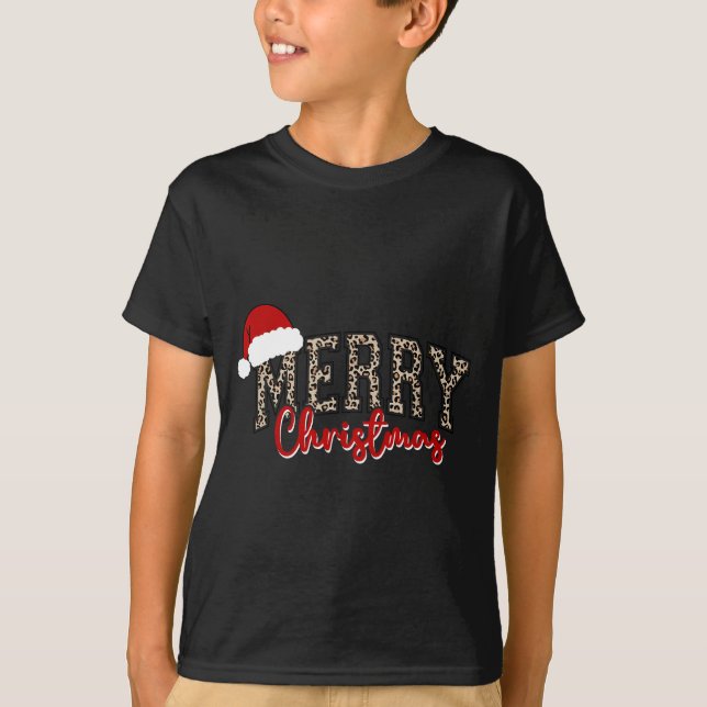 Merry Christmas Pattern Xmas Leopard Family Cute W T-Shirt (Vorderseite)