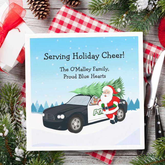 Merry Christmas PD Police Officer Santa Cop Car Serviette (Von Creator hochgeladen)