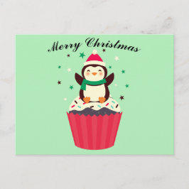 Merry Christmas Penguin Cupcake Postcard Postkarte