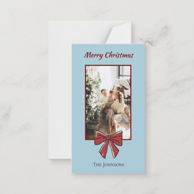Merry Christmas Personalized Note Card | Red Bow Mitteilungskarte (Vorderseite)