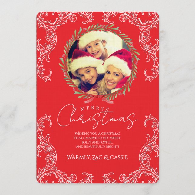 Merry Christmas Personalized Photo Card Einladung (Vorderseite)