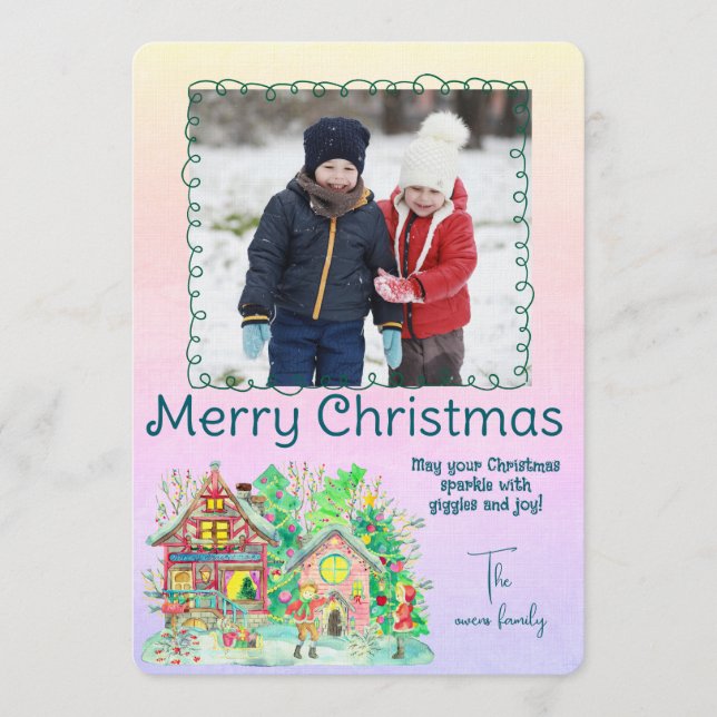 Merry Christmas Personalized Photo Holiday Einladung (Vorderseite)