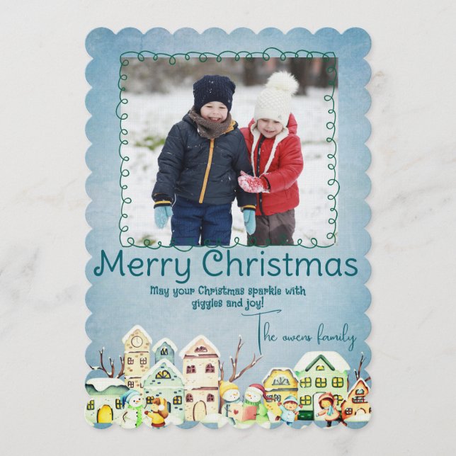 Merry Christmas Personalized Photo Holiday Einladung (Vorderseite)