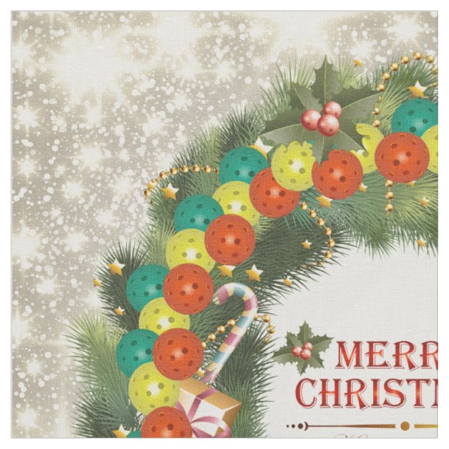Merry Christmas Pickleball 1 Custom Fabric Stoff (Nahaufnahme)