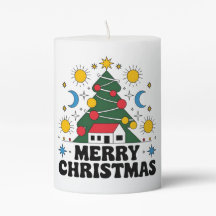 Merry Christmas Pillar Candle : Festive Nouveau mo