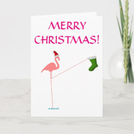 "MERRY CHRISTMAS!", Pink Flamingo Silhouette Feiertagskarte