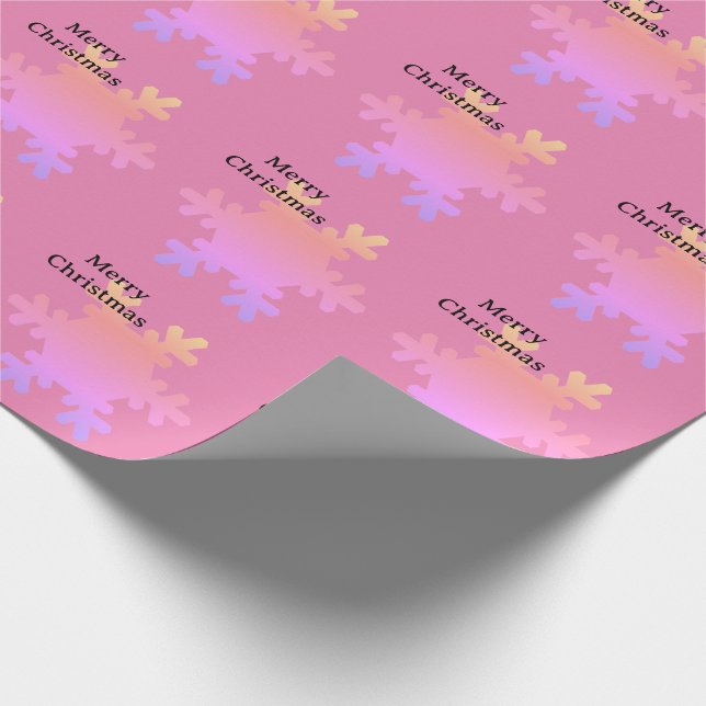 Merry Christmas Pink Gold Snowflake Patterns 2025 Geschenkpapier (Ecke)